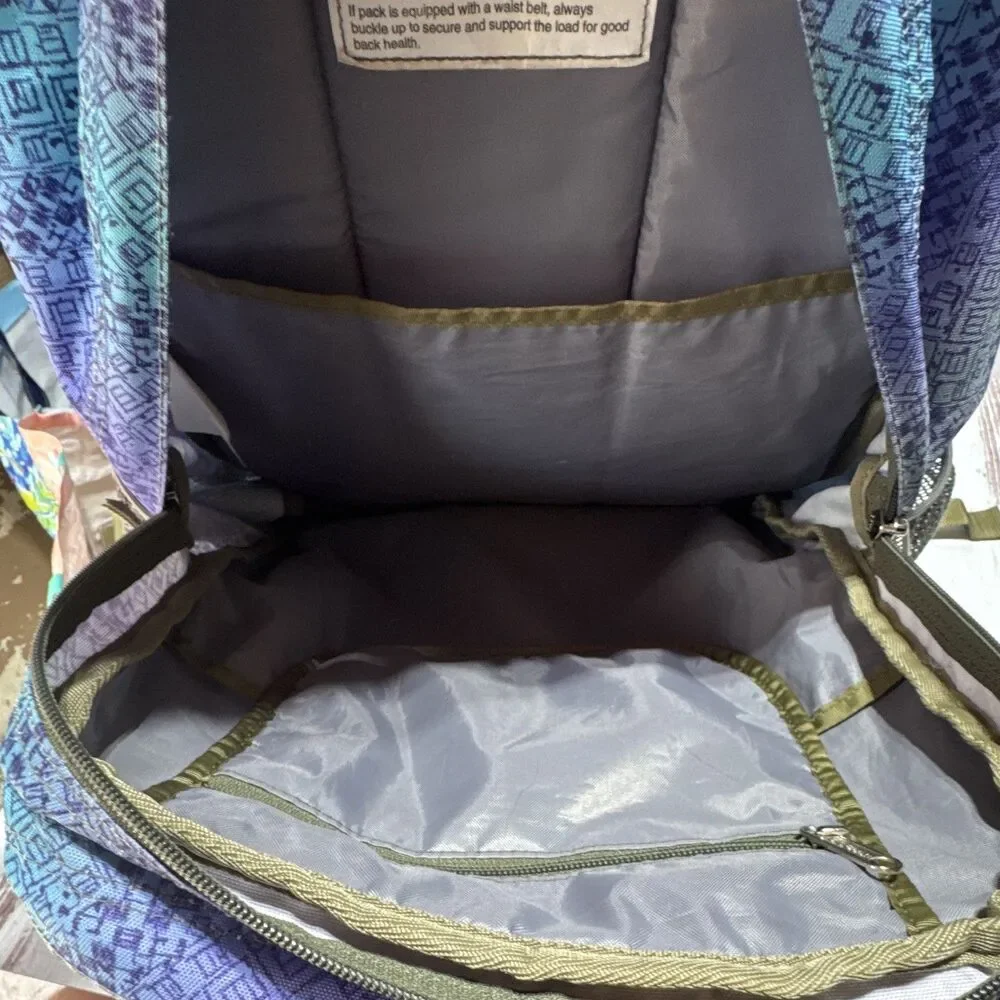 L.L.Bean Blue Purple Gray Backpack Zip Padded Straps Reflective